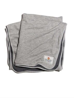 ISO Marine Layer Light Heather Gray Knit Throw with Dark Gray Lining